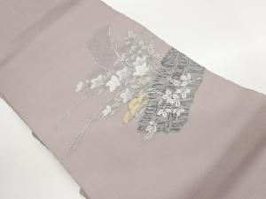 紗 秋草模様織出し名古屋帯